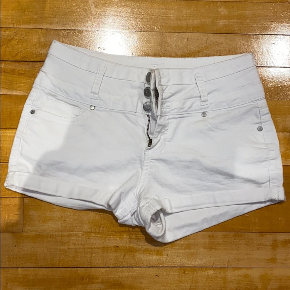 White jean shorts
